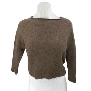 Quince Dark Brown 100% Cashmere Knit Long Sleeve Pullover Sweater Top Size S